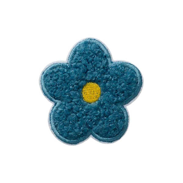 Applikation Blume flauschig blau