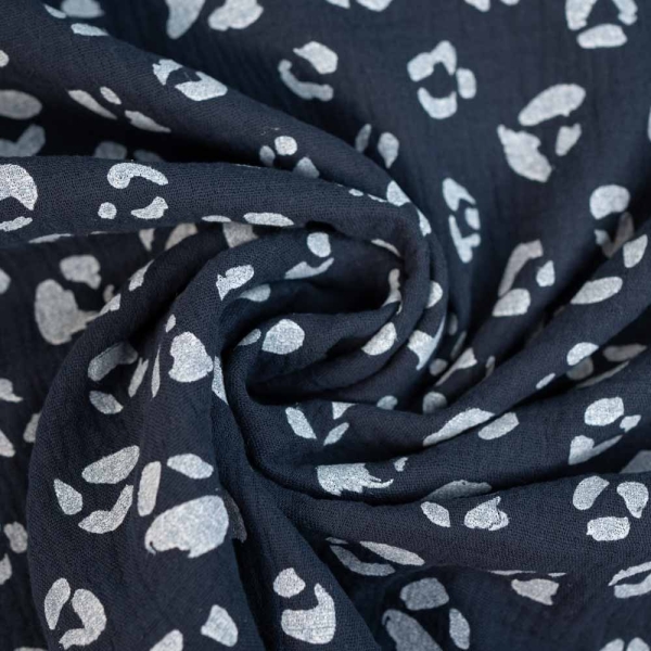 Musselin Double Gauze Leo dark navy