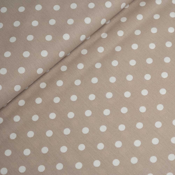 Edle Baumwollwebware Popeline Punkte taupe
