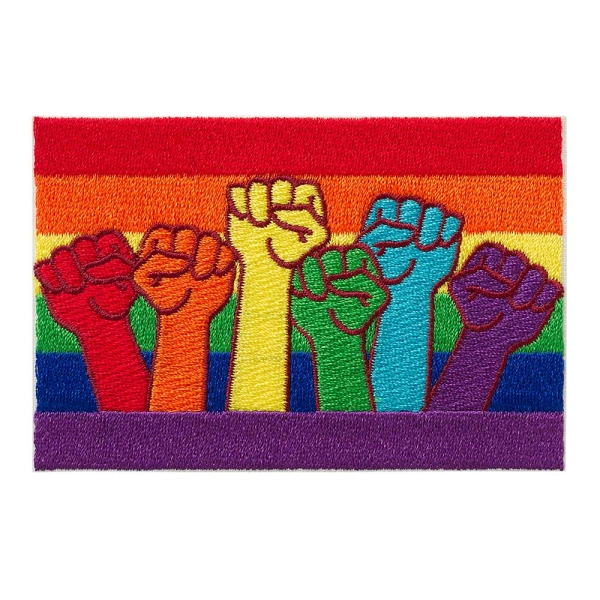 Applikation Flagge Regenbogen mit Fäusten