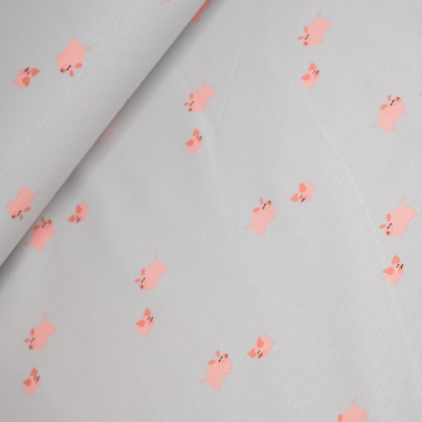 Baumwolljersey kleine Schweinchen hellgrau