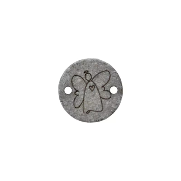 Zierteil Happy Engel mit Herz mittelgrau 15mm