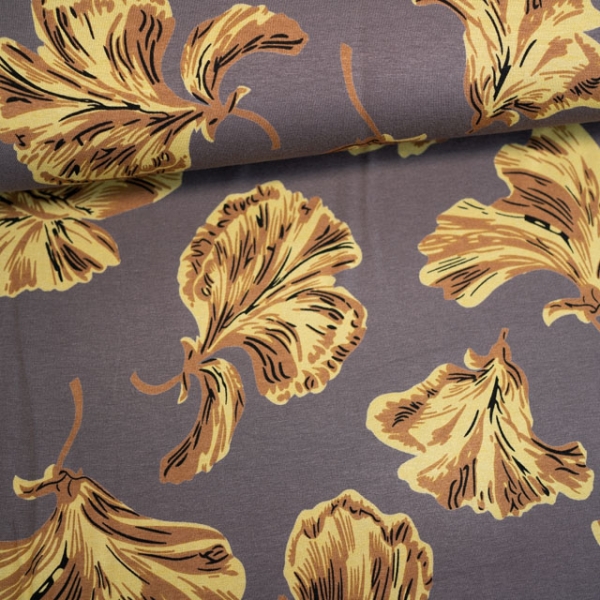 Viskosejersey Beachflowers taupe