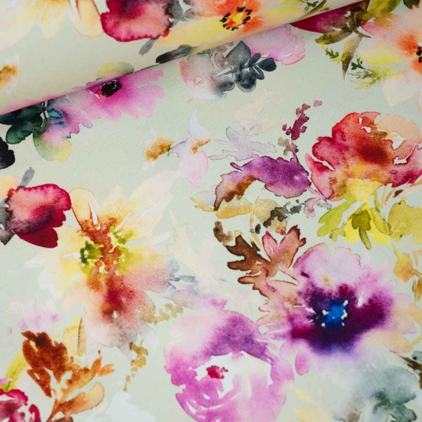 Canvas Aquarellblumen hellgrün