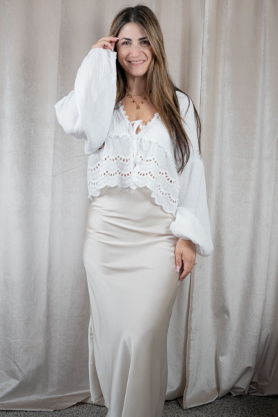 Satinrock maxi Mariella beige L