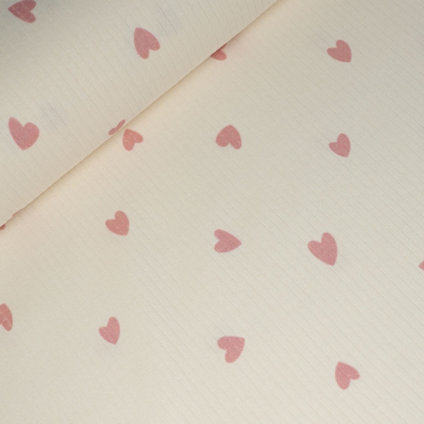 Ripp Baumwolljersey Herzen altrosa