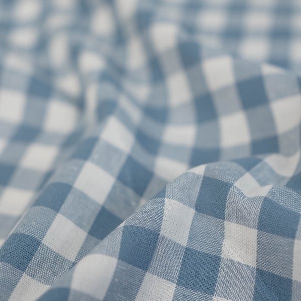 Edle Baumwoll Popeline Karo Groß 8mm jeansblau