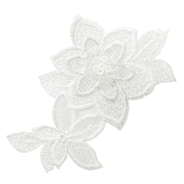 Applikation Blumenornament weiß