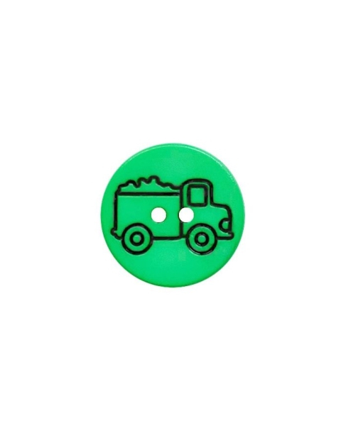 Kinderknopf mit Lastwagen grün