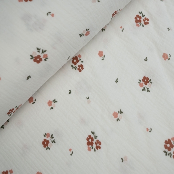 Musselin Double Blumenbouquet ecru