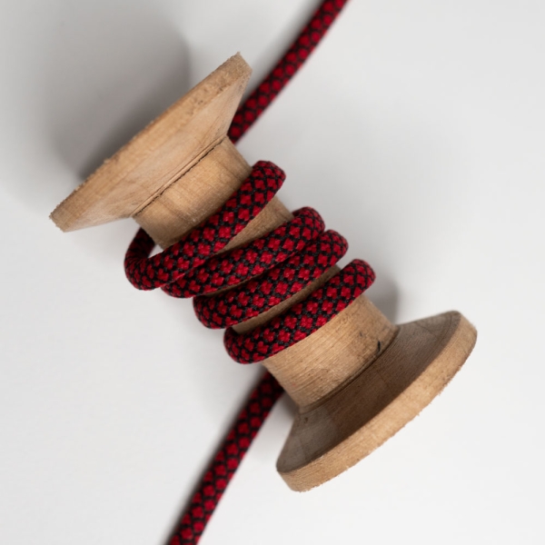 Elastische Kordel geflochten Bi-Color 5mm schwarz-rot