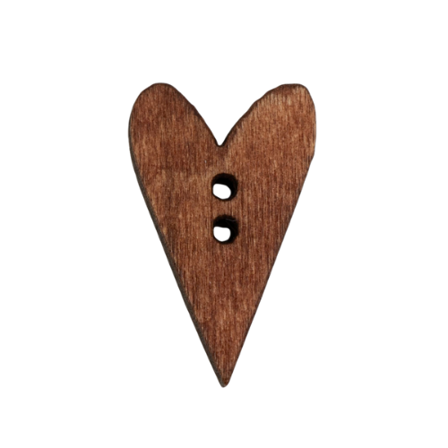 EvLis Herz Holzknopf 2-Loch 23mm braun