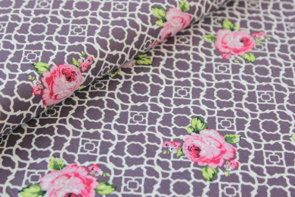 1,10 m Reststück Gütermann Rosenfenster aubergine