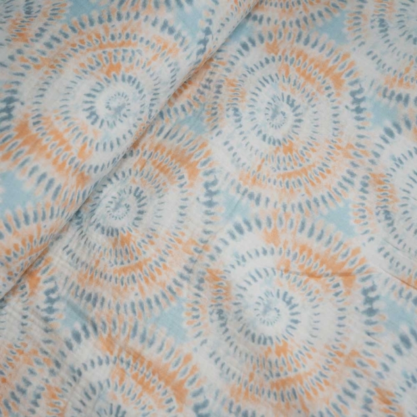 Musselin Batik Kreisel pastellblau
