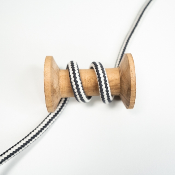 Weiche Kordel 8mm weiß-dunkelgrau