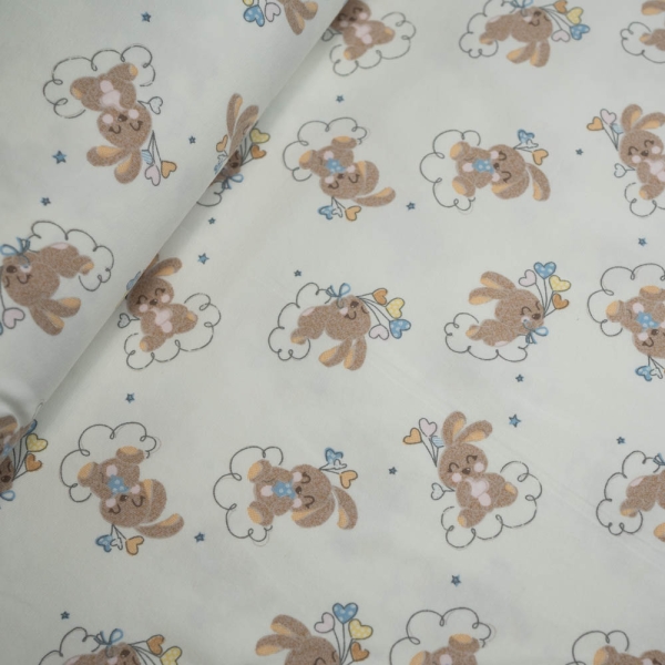 Baumwolljersey kleiner Hase ecru