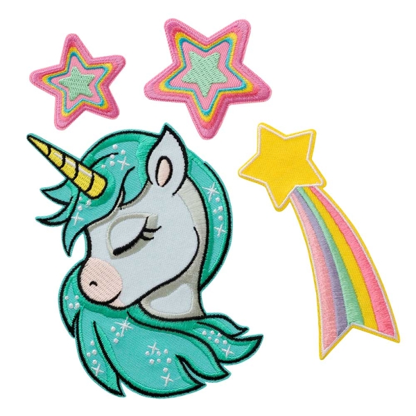 Applikation Einhorn türkis Set