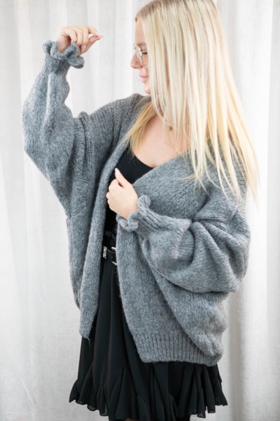 Cardigan mit Rüschenärmel SOFT anthrazit