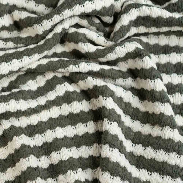 Jacquard Strick Häkel-Look Streifen khaki