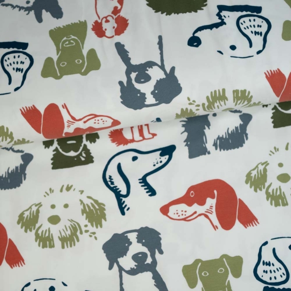 Baumwolljersey Hunde ecru