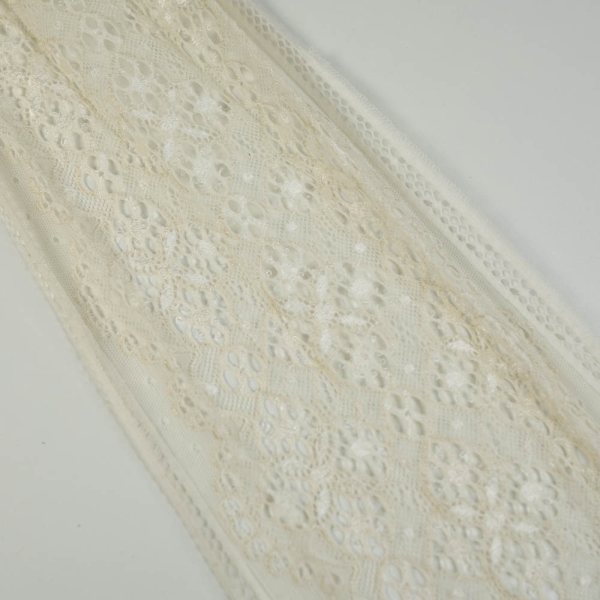 Elastische Spitzenborte 17cm Mosaik ecru