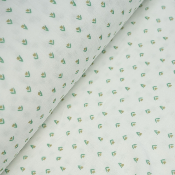 Musselin Double Kleine Tulpe weiß-grün