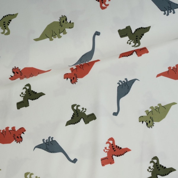 Baumwolljersey kleine Dinosaurier ecru
