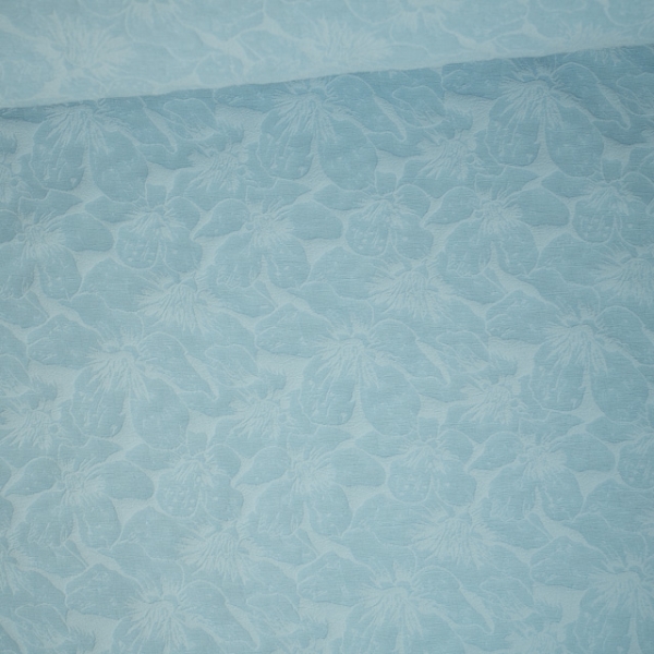 Jacquard Jersey Flowers hellblau