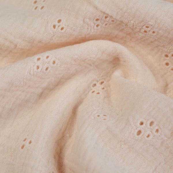 Musselin Double Gauze Blümchen Stickerei ivory