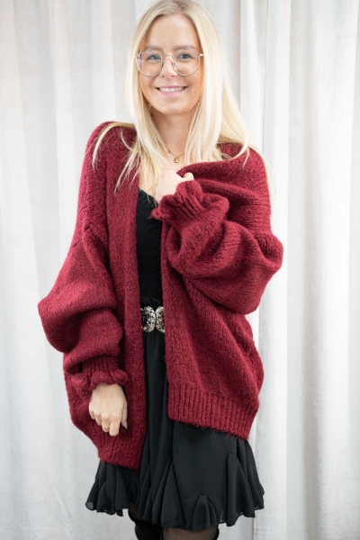 Cardigan mit Rüschenärmel SOFT bordeaux