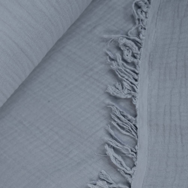 Musselin 4-lagig Fransenbordüre jeansblau