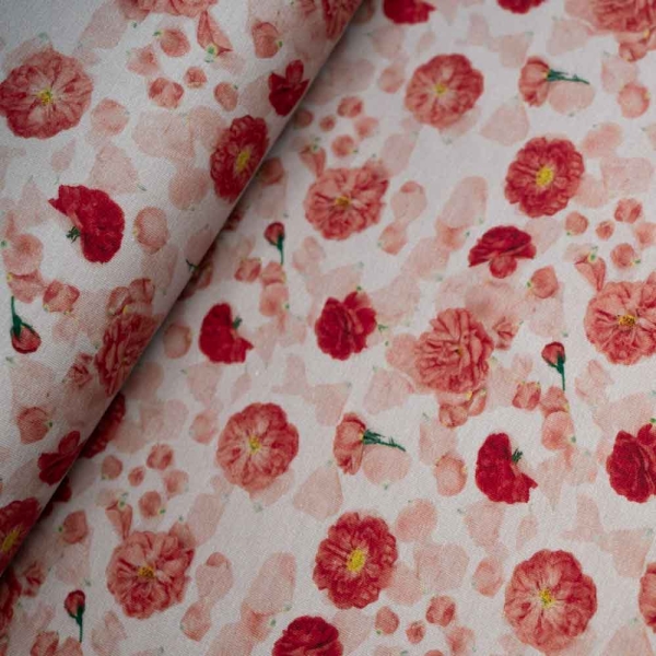 Baumwolljersey zarte Blumen hellbeige