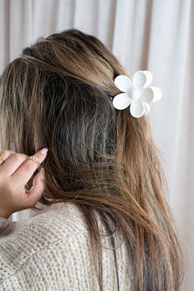 Haarklammer Blume weiß
