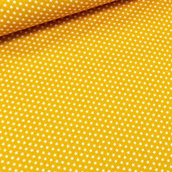 2,80m Zuschnitt Edle Baumwollwebware Popeline Mini Sterne gelb