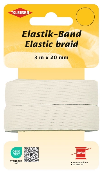 Kleiber 3m Gummiband weiß Standard-Elastic 20mm