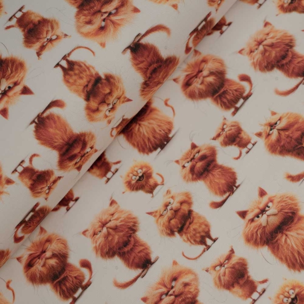 French Terry Sweat Katzen beige