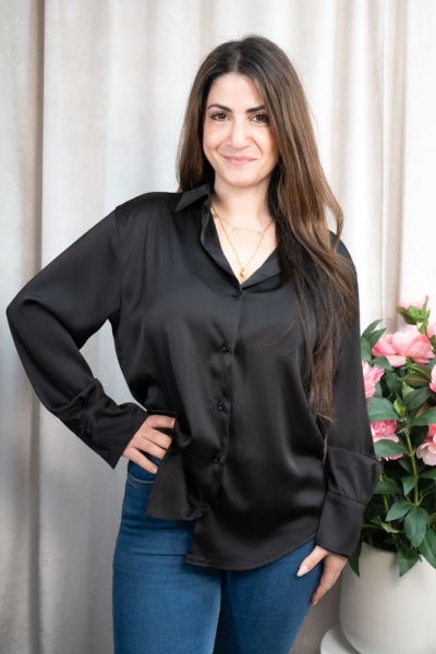 Satinbluse Hemdbluse Nadja schwarz