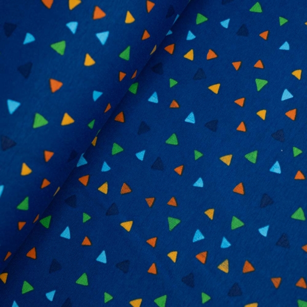 Baumwolljersey Bunte Dreiecke dunkelblau