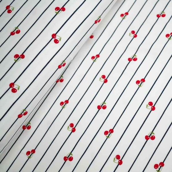 Baumwolljersey Kirschen ecru