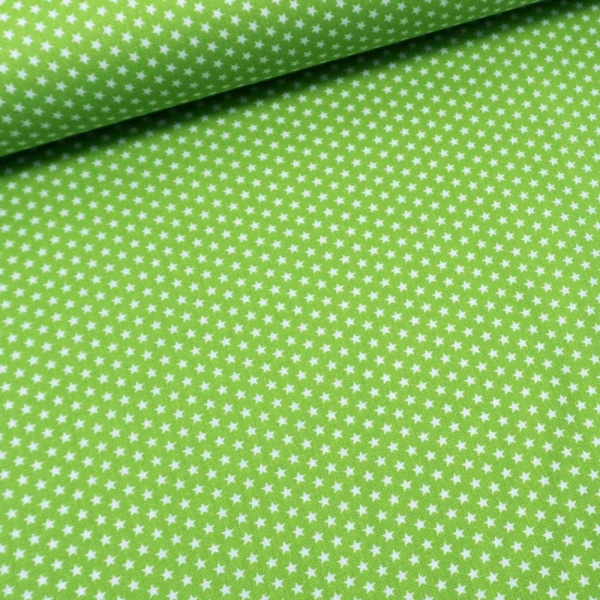 Edle Baumwollwebware Popeline Mini Sterne lime