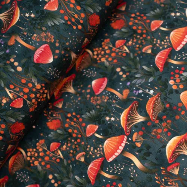 French Terry Sweat Pilz petrol dunkel