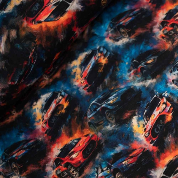 Baumwolljersey Rennautos navy