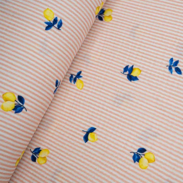 Musselin Double Gauze Zitrone pastellrosa