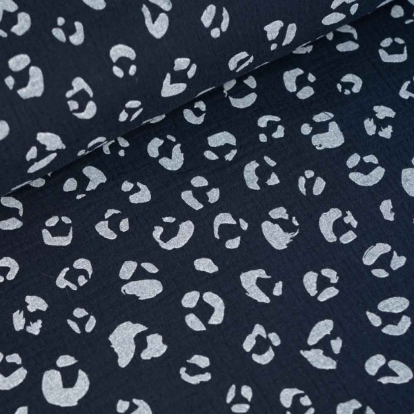 Musselin Double Gauze Leo dark navy
