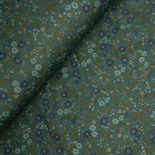 Baumwolljersey Blümchenregen dusty mint