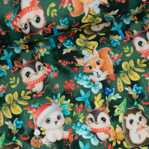 Winter Sweat süße Waldtiere tannengrün