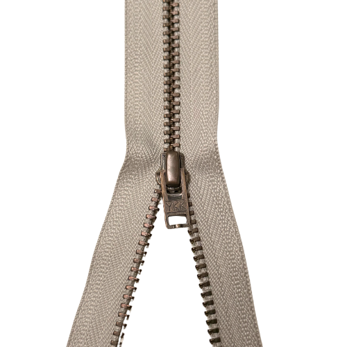 YKK nicht teilbarer Reißverschluss Metall hellgrau