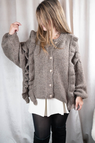 Rüschen Cardigan Rika SOFT taupe