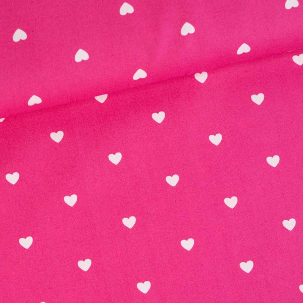 Baumwoll Popeline Herzchen pink-weiß