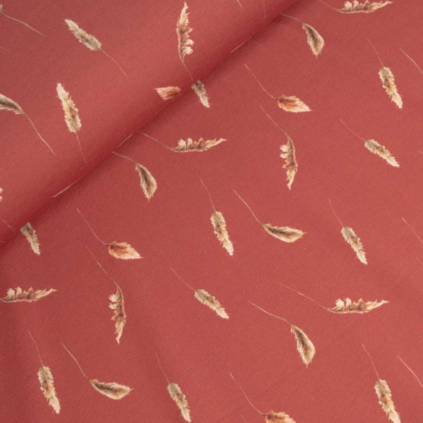 Baumwolljersey Federn dunkles terra